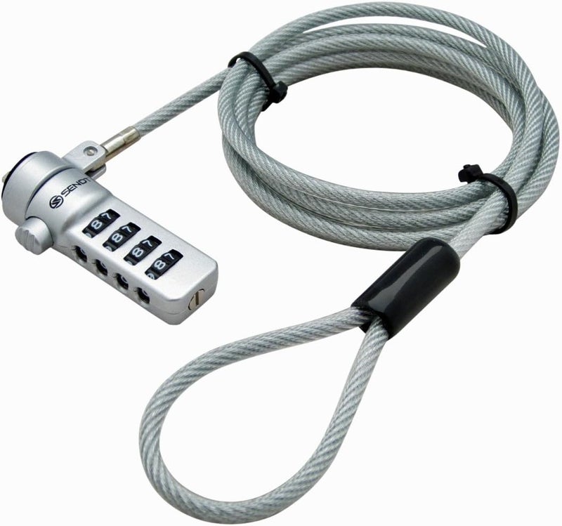 Sendt Notebook/Laptop Combination Lock Security Cable (Silver) - Image 1